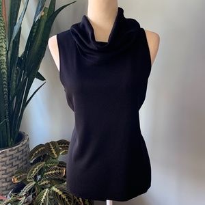 LBN Misook Black Sleeveless Turtle/Cowl Neck